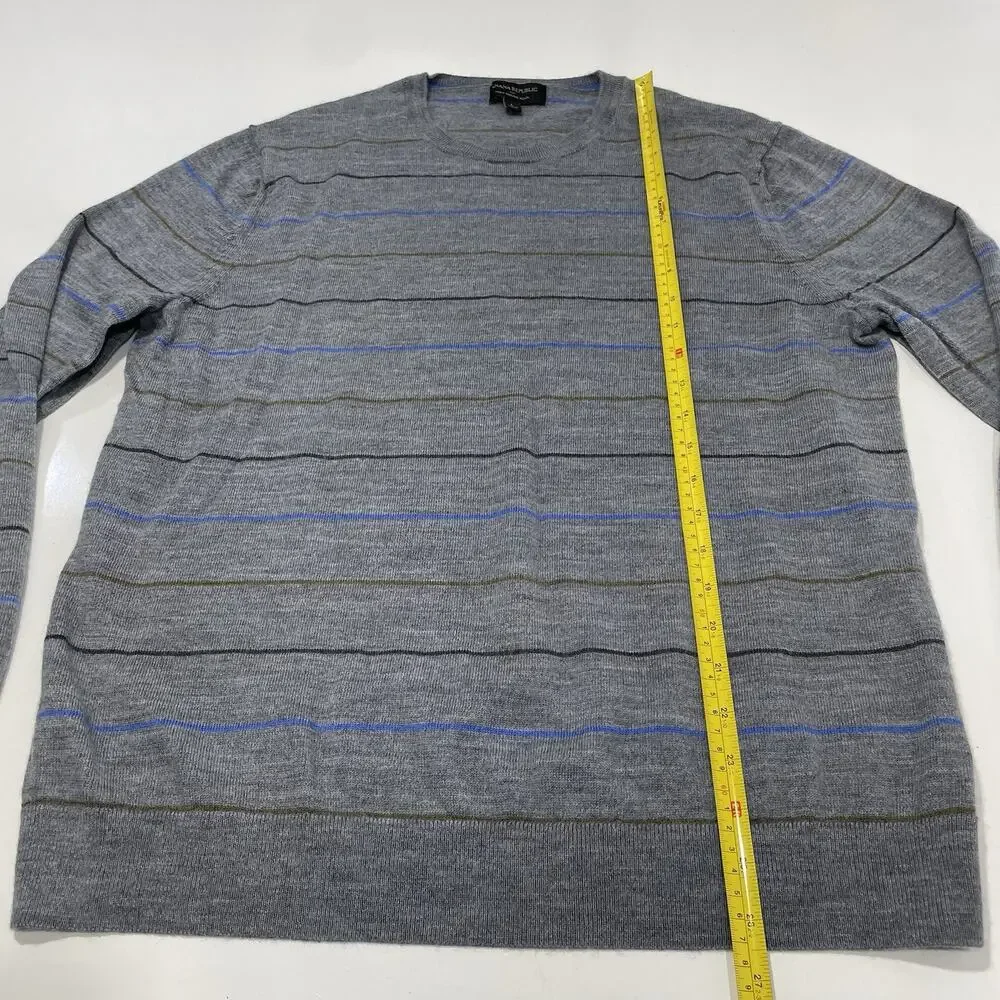 Banana Republic Men’s Gray Extra Fine Merino Wool Sweater Soft Large